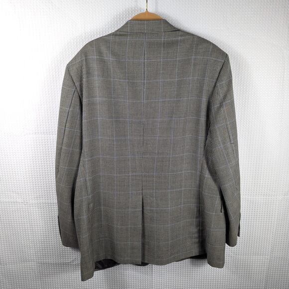 Brooks Brothers 44R Sport Coat Made in Italy Wool Houndstooth Blue Check Jacket - Picture 2 of 6